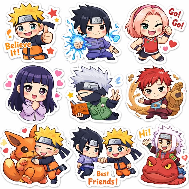 Anime Sticker Pack: Naruto & Friends