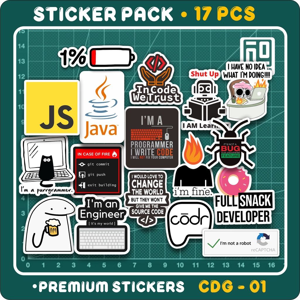 Stiker Laptop Tech Developer Pack